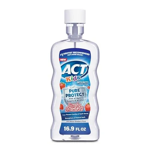 ACT Kids Pure Protect Anticavity Fluoride Mouthwash 16.9-Ounce (Simply Strawberry)