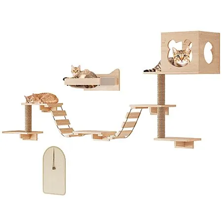 13-Pc PETKABOO Cat Wall Shelves w/ Condo, Hammock, Scratch Pad, Platform & Ladder