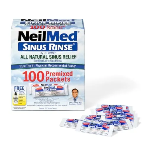 NeilMed Sinus Rinse All Natural Relief Premixed Refill Packets 100 Count (Pack of 1)