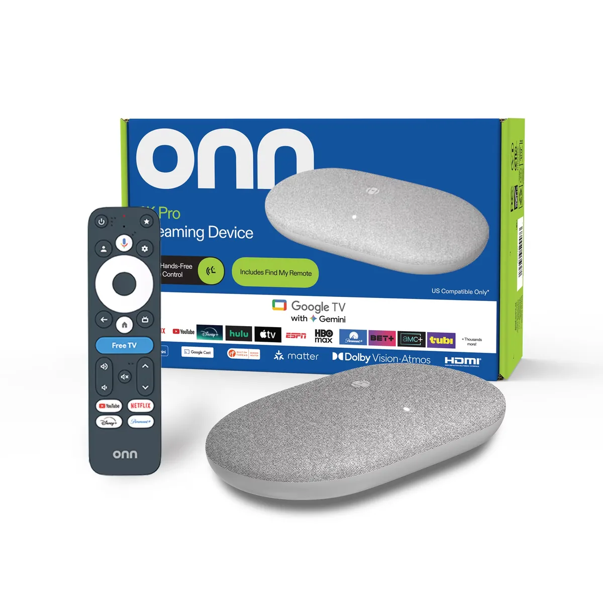 onn 4K Pro Streaming Device, Google TV (2026 Model) Gray - 32GB Storage, 3GB RAM, Dolby Vision & Atmos, HDR10+, Ethernet + USB Ports - Walmart.com back in stock