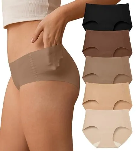 Sharicca Women's Seamless Hipster Panties 5-Pack