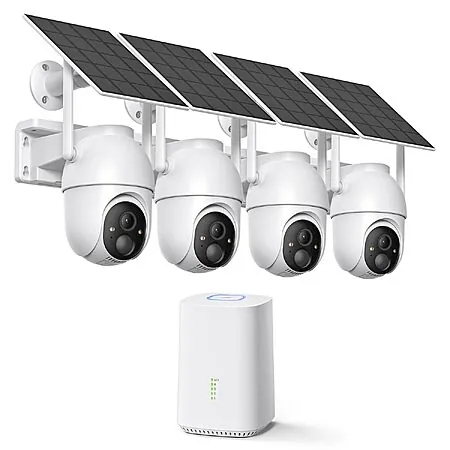 4-Cam ELYSOO 2K/4MP Home Security Solar Camera System w/ 64GB Local Storage