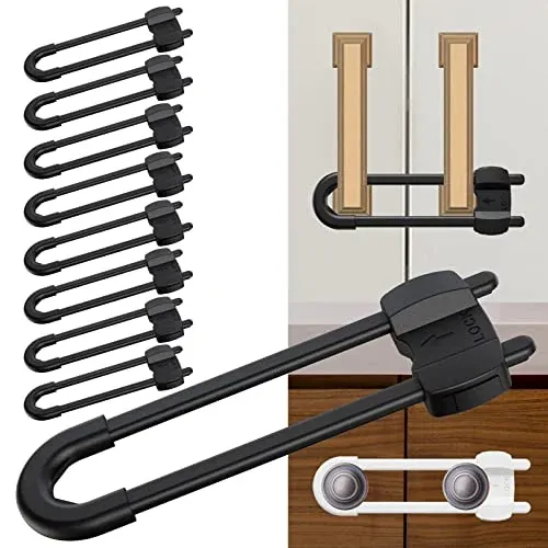Adjustable U-Shaped Baby Cabinet Locks 10-Pack