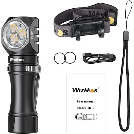Wurkkos HD10 USB-C Rechargeable 1200LM LED Flashlight / Headlamp (4000K)
