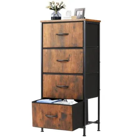 DUMOS Nightstand with 4 Fabric Drawers