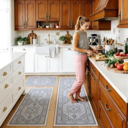 3-Piece UKISS Boho Washable Kitchen Rug Set