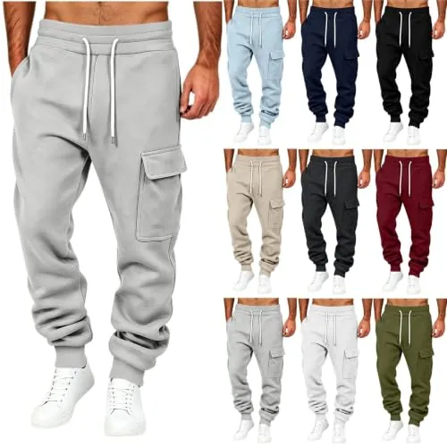 Mens Fleece Cargo Joggers Sweatpants