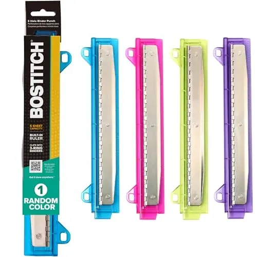 Bostitch Office Ring Binder 3 Hole Punch, 5 Sheets