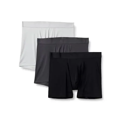 Amazon Essentials Men's 3-Pack Microfiber Boxer Shorts Underwear (Mid Leg Length)