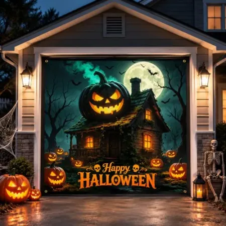GORDITA Halloween Pumpkin 7' x 8' Garage Door Cover