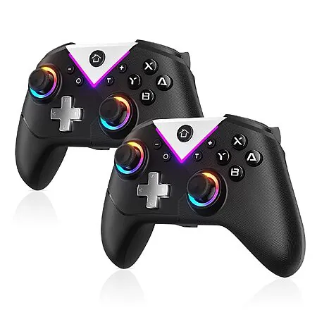 2-Pk Dinosoo RGB Wireless Controllers for Switch/PC (Black)