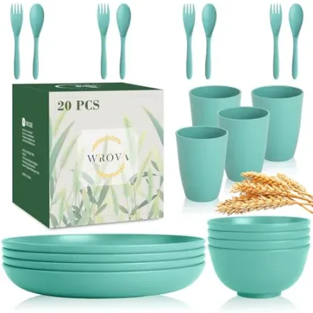 20-Piece Wheat Straw Dinnerware Set