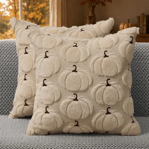 KUYZT 18x18 Inch 4-Pack Fall Pumpkin Pillow Covers