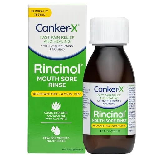 Canker-X Rincinol Oral Rinse Mouthwash, Canker Sore Relief, 4 Fl Oz