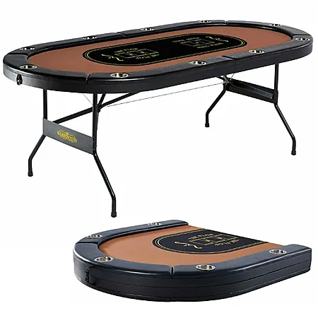 10-Player Barrington Folding Poker Table w/ Steel Cup Holders & Padded Armrests