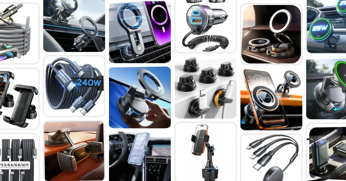 LISEN USB-C Fast Car Charger with Coiled Cable