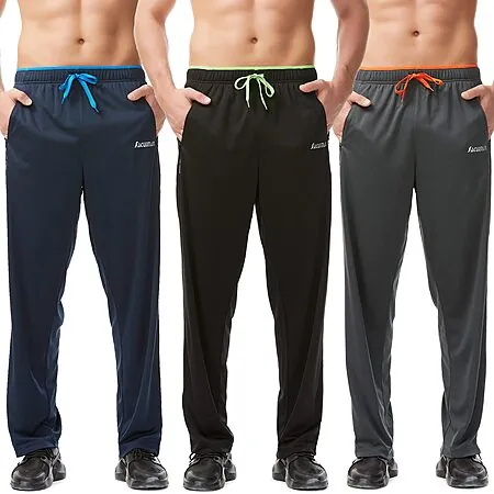 3-Pk SACUIMAN Men's Athletic Sweatpants w/ Zipper Pockets (S/M)