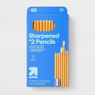 Up&up 50 Count Wood Pencil, Eraser & Sharpener Kit Bulk