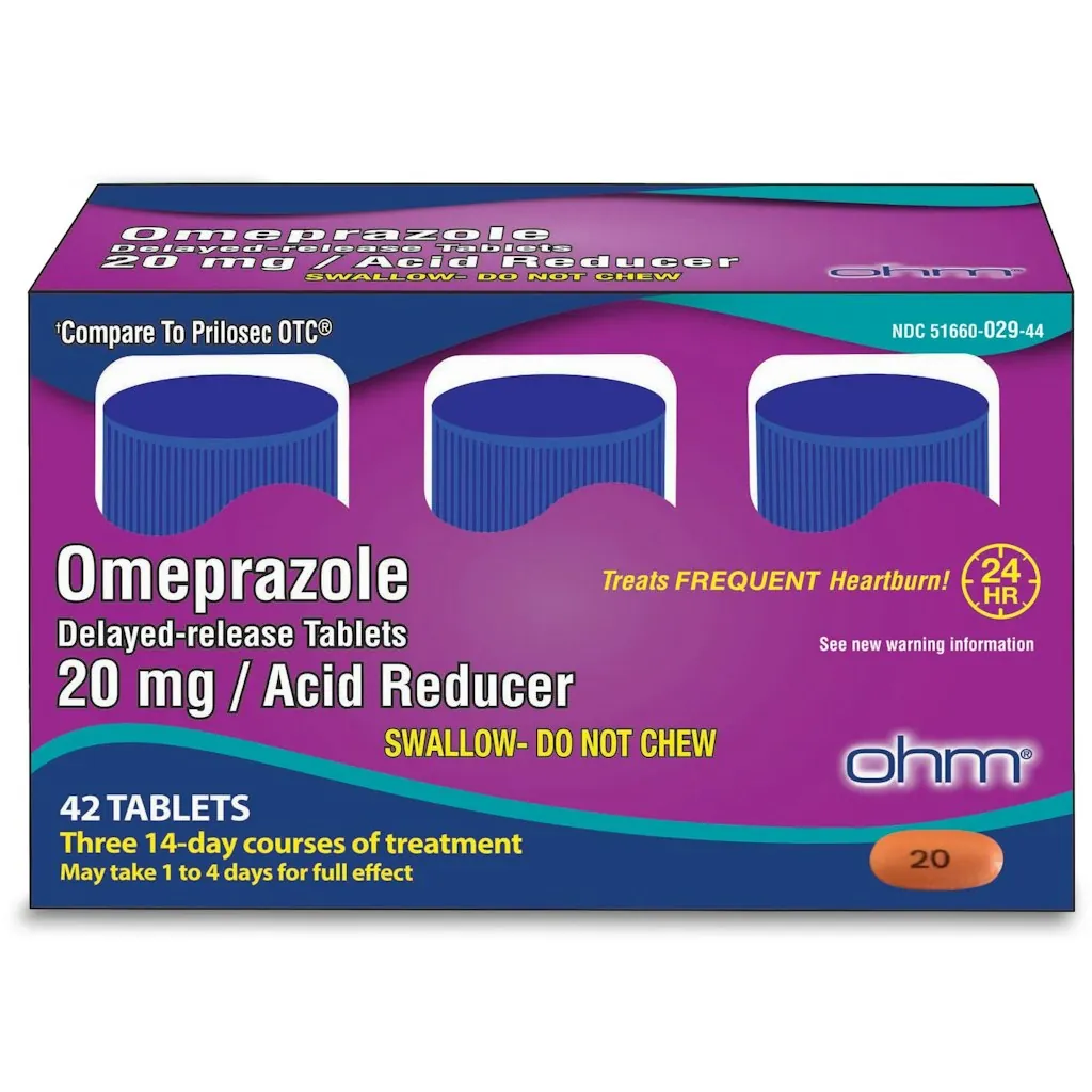 42 Tablets Omeprazole 20mg Delayed-Release Acid Reducer