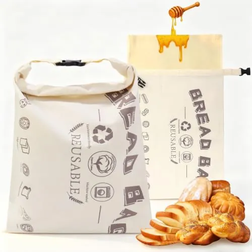 2 Beeswax Bread Bags