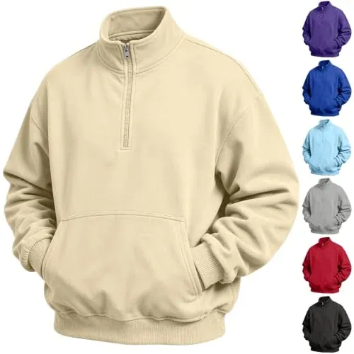 Mens Fleece Quarter Zip Pullover Sweatshirts
