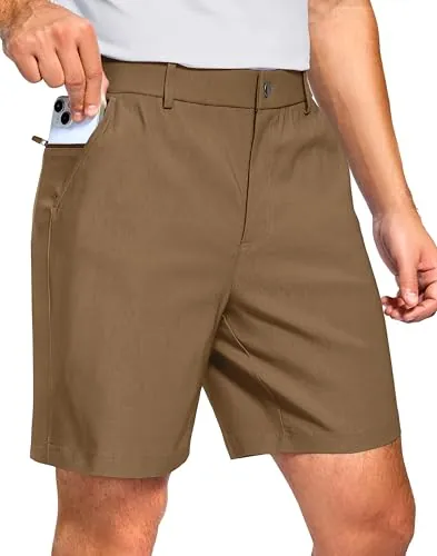 Pudolla Men's 7"/9" Stretch Breathable Golf Shorts w/ 3 Pockets