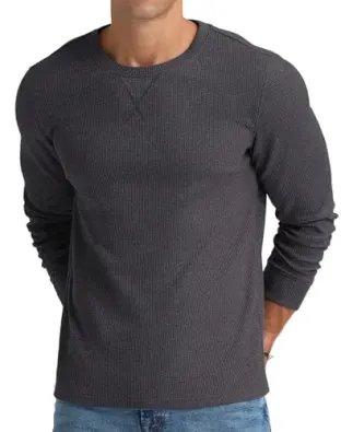 NITAGUT Men's Waffle Knit Crewneck Long Sleeve T-Shirt