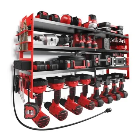 DUMOS 8-Slot / 3-Shelf Power Tool Organizer w/ Charging Station
