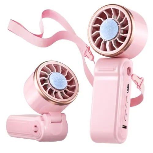 SWEETFULL 4000mAh Mini Portable Rechargeable Handheld Fan w/ Ice Cooling (Pink)