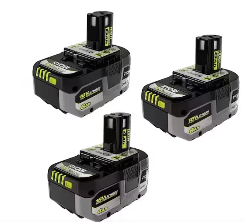 Ryobi ONE+ HP 18V Lithium-Ion 6Ah Battery 2-Pack w/ ONE+ 18V 4.0 Ah Lithium-Ion Battery
