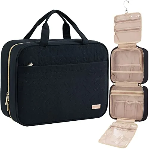 NISHEL Women's Travel Hanging Toiletry Bag 7.9L (Black)