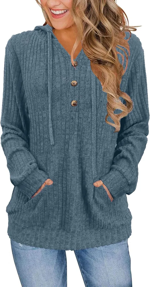 XMTOPYE Women’s Henley Neck Sweaters