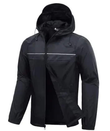 SWISSWELL Men's Packable Waterproof Hooded Rain Jacket
