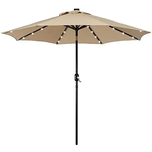 Yaheetech 9' Solar Patio Umbrella w/Push Button Tilt & Crank