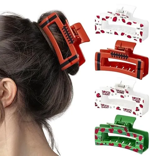Football Hair Claw Clips 4-Pack