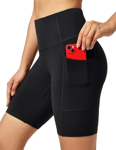 Ewedoos Biker Shorts Women Tummy Control Workout Shorts with 3 Pockets