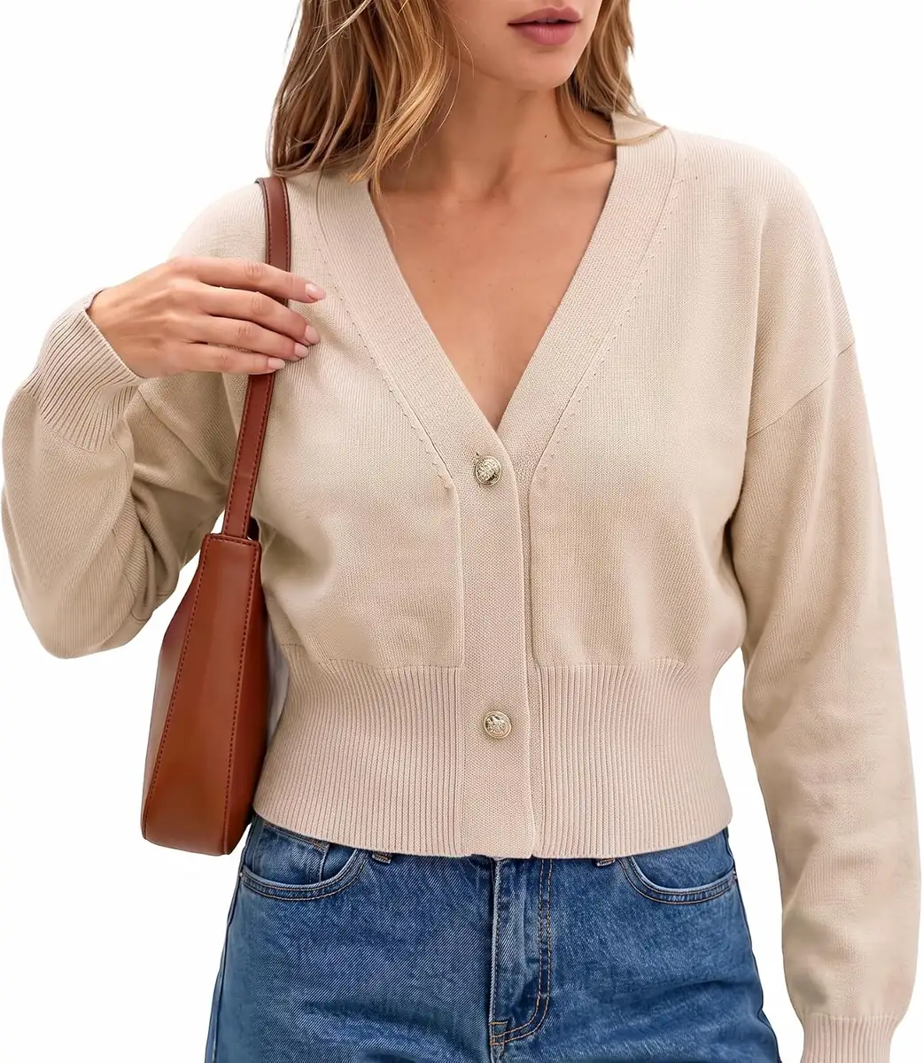 AVISKY Cropped Cardigan Sweater