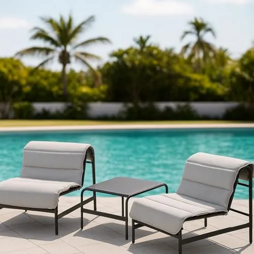 Grand patio 3-Piece Oversized Outdoor Furniture Set with Olefin Cushions and Stone-Top Side Table