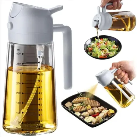 TrendPlain 16oz 2-in-1 Glass Olive Oil Sprayer for Cooking