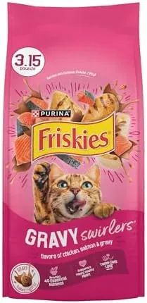 3.15-lb Purina Friskies Gravy Swirlers Dry Cat Food (Chicken, Salmon & Gravy)