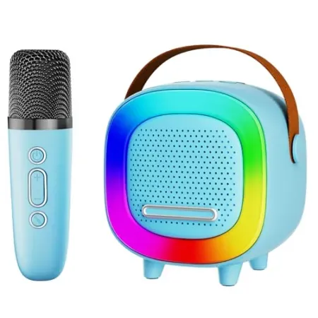NTEEWAHY Mini Karaoke Machine Speaker w/ Wireless Microphone