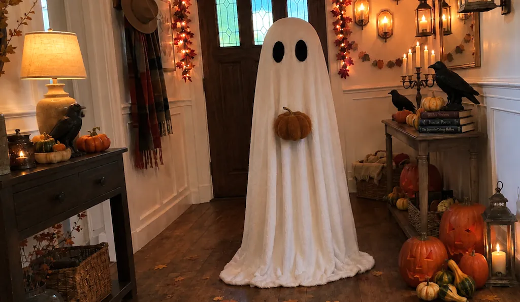 Light-Up Sherpa Ghost w/ Pumpkin
