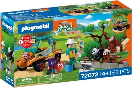 62-Piece Playmobil Zoo Zookeeper with Vehicle Playset