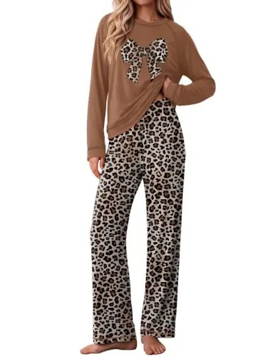 Ekouaer Womens Long Sleeve Soft Lounge Set