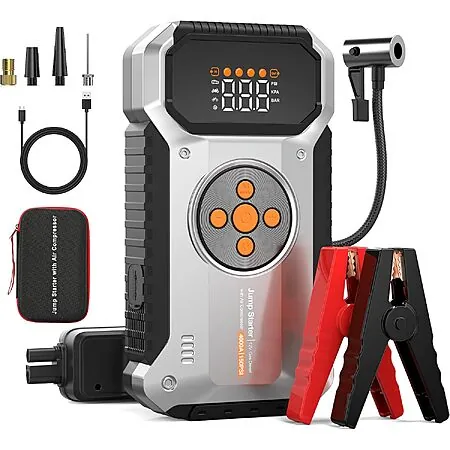 ZKpilse 4000A Portable Car Jump Starter w/ 150 PSI Air Compressor & Flashlight