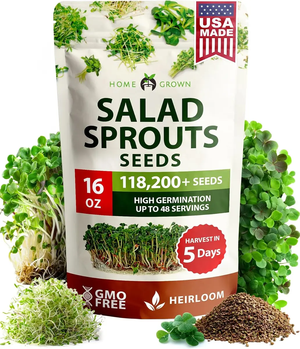 Home Grown Premium Microgreens Sprouting Seeds Mix 16oz