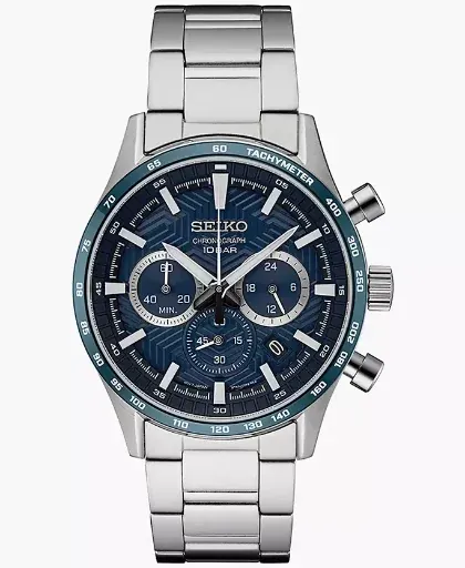 Seiko Men's Chronograph Essentials Stainless Steel Bracelet Watch 43mm