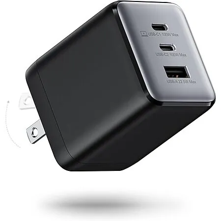 3-Port wegear 100W USB-C Foldable GaN Wall Charger Block (2x USB-C, 1x USB-A)