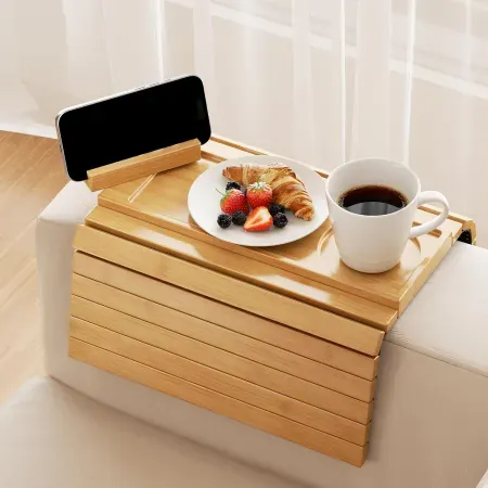 Yofidra 3-in-1 Non-Slip Bamboo Sofa Arm Tray