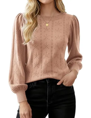 GRACE KARIN Long Sleeve Crochet Fall Sweaters for Women